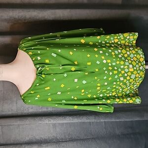 Bob Mackie Green & Yellow Print Wwearable Art Blouse - Size M